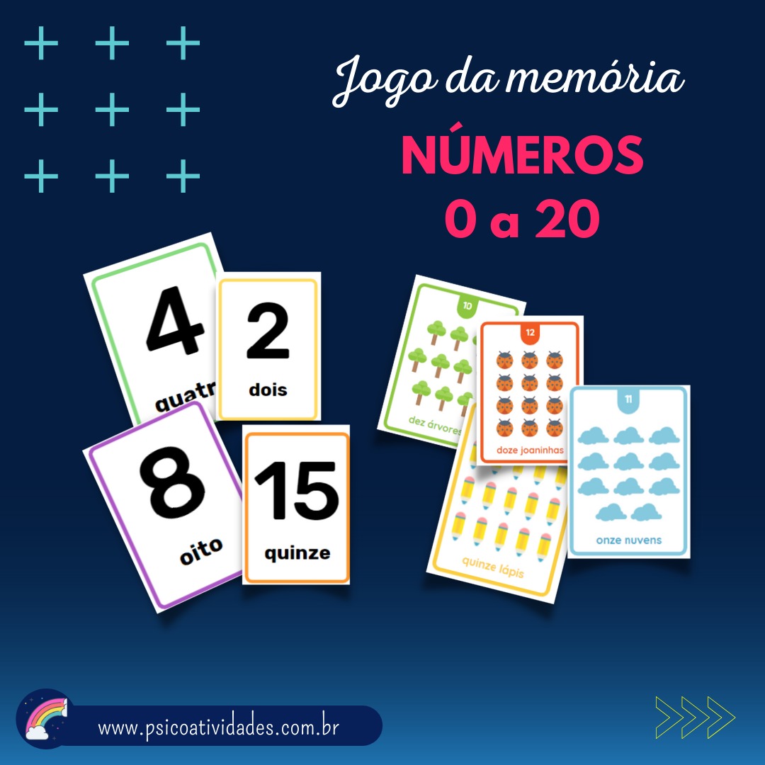 ATIVIDADE COM NUMERAIS ATÉ 20 - JOGO DA MEMÓRIA COM NUMERAIS PARA