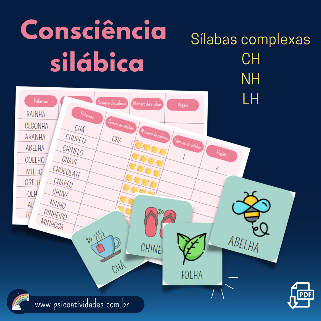 CONSCIÊNCIA SILÁBICA - SÍLABAS COMPLEXAS - Psico Atividades