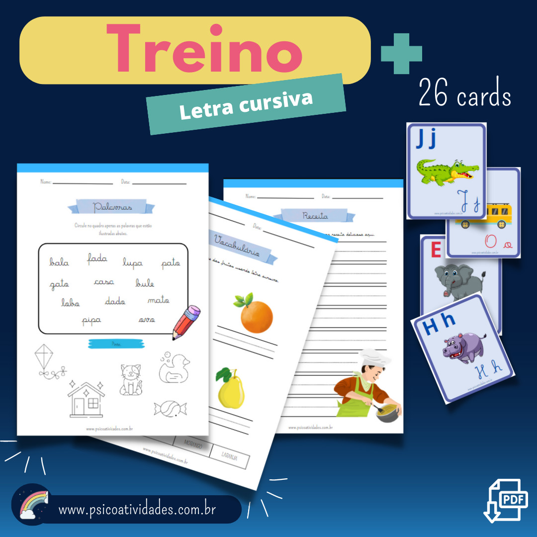 Jogo memória das letras cursivas